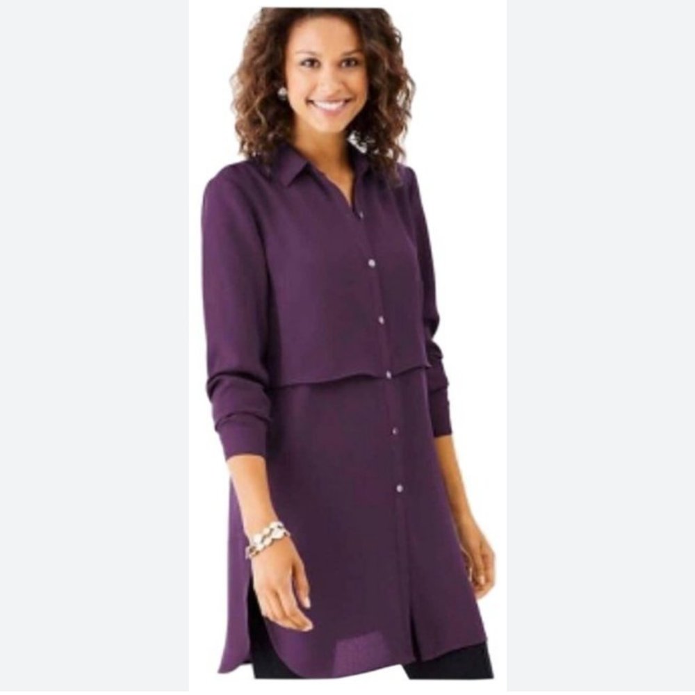 J. Jill Layered Button Up Tunic Top